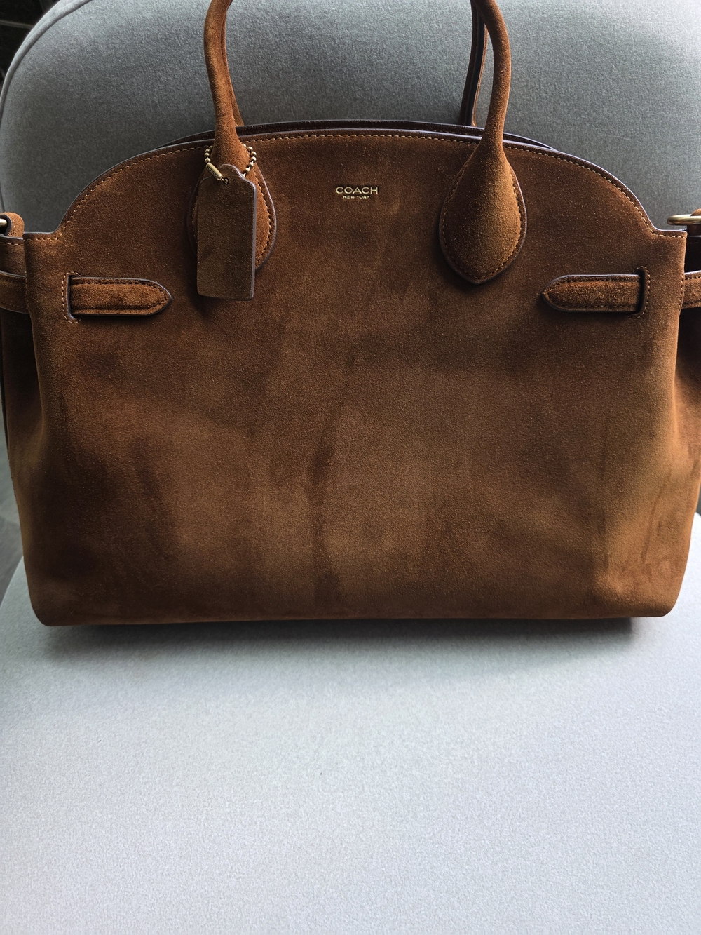 COACH Empire 40 Warm Brown Suede Leather Satchel Bag